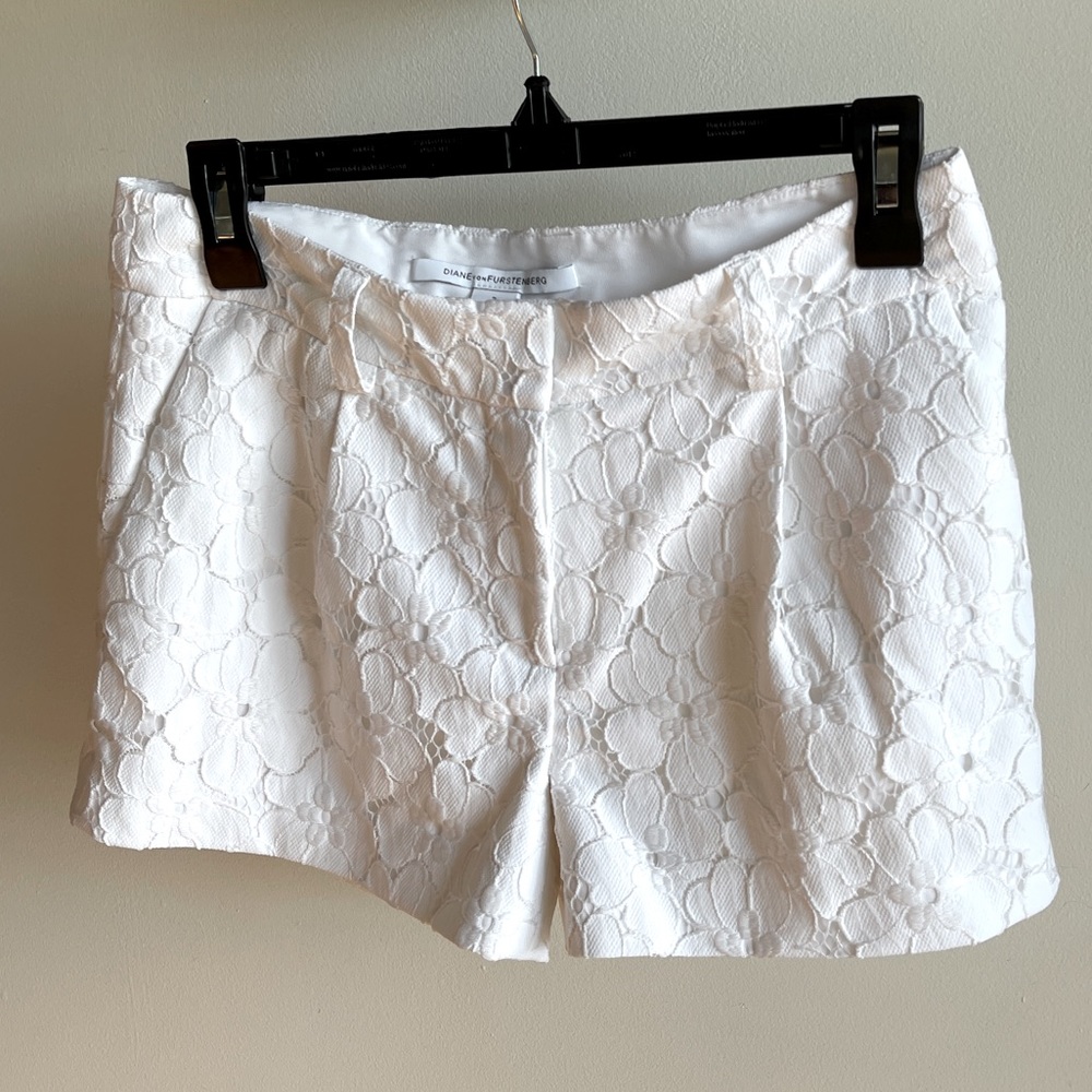 Diane von Furstenberg Naples White Lace Shorts
